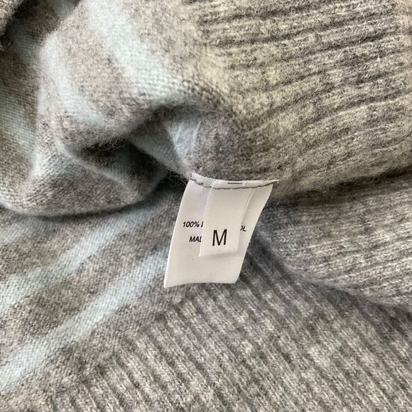 Celtic & Co 100% Lambs Wool Sweater women’s Size M gray Green blue stripes - Picture 10 of 11